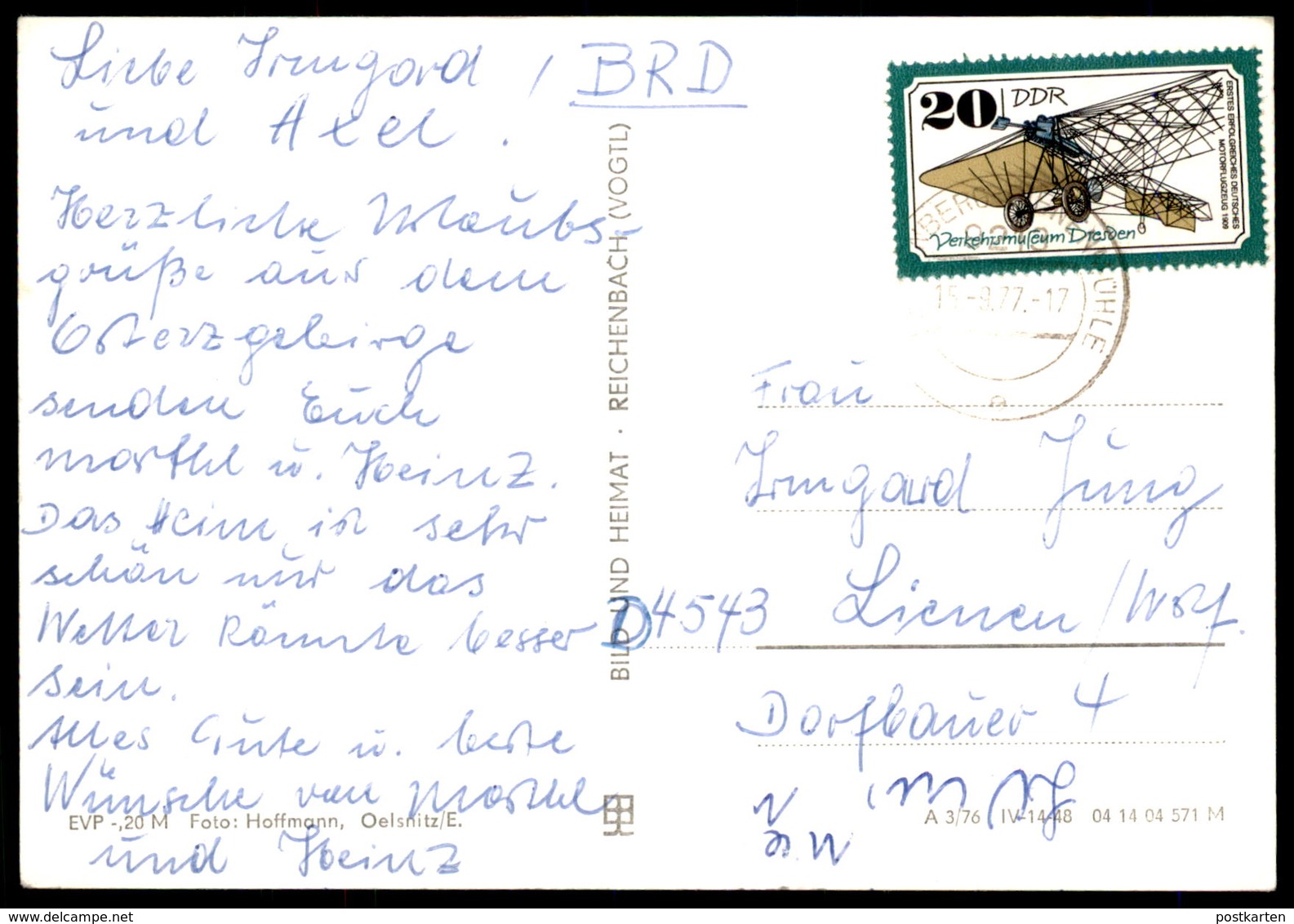 ÄLTERE POSTKARTE HOLZHAU SACHSEN FDGB ERHOLUNGSHEIM FORTSCHRITT TRABANT TRABBI Rechenberg-Bienenmühle Postcard AK - Holzhau