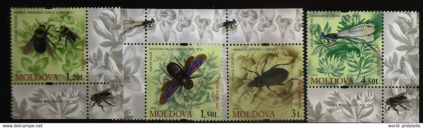 Moldavie Moldova 2009 N° 573 / 6 ** Insectes, Coléoptères, Bourdon, Xylocope, Abeille Charpentière, Carabe, Coenagrion - Moldova