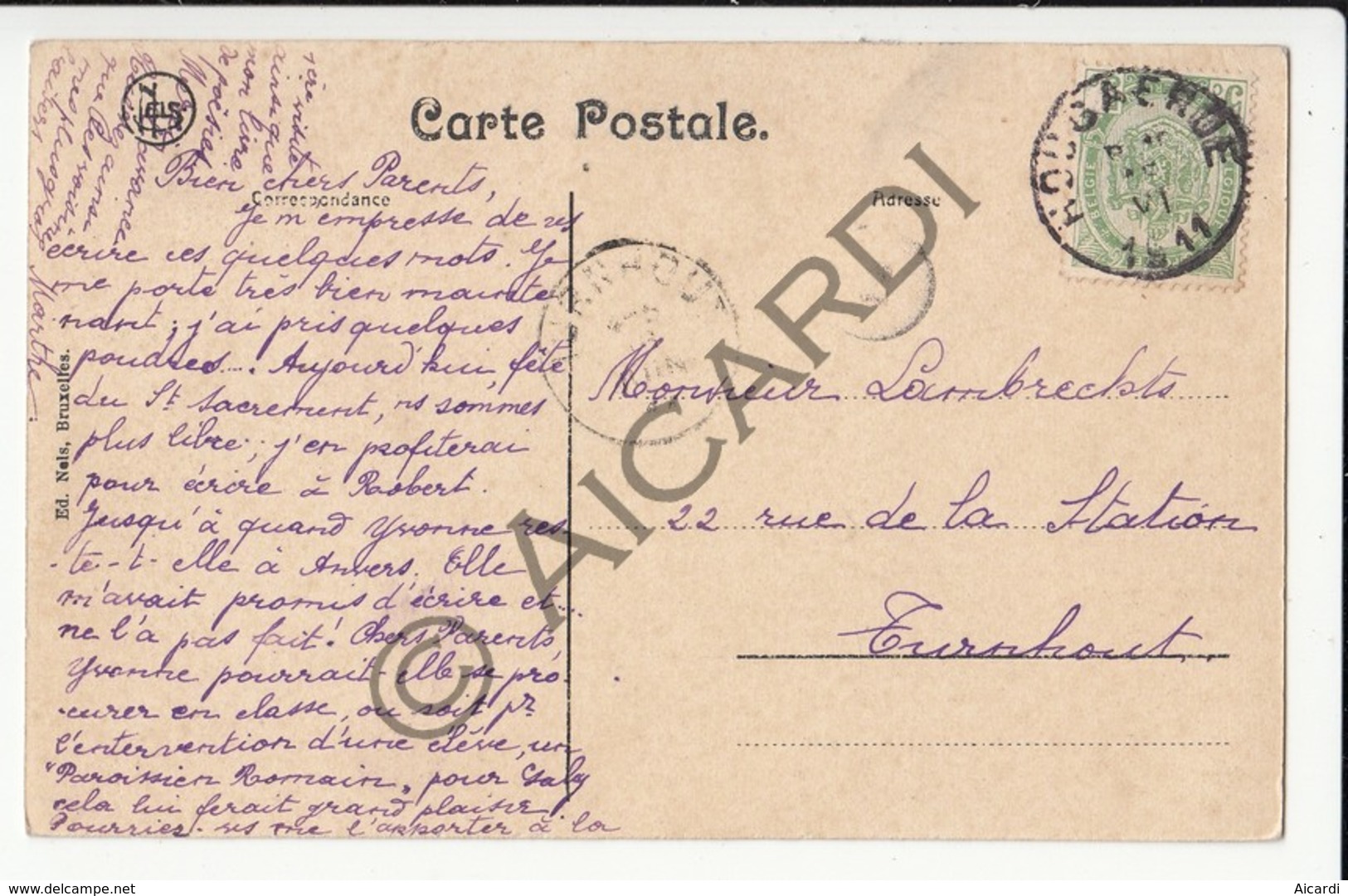 Postkaart-Carte Postale HOEGAARDEN Près Tirlemont Pensionnat Du Val Virginal   (B304) - Hoegaarden