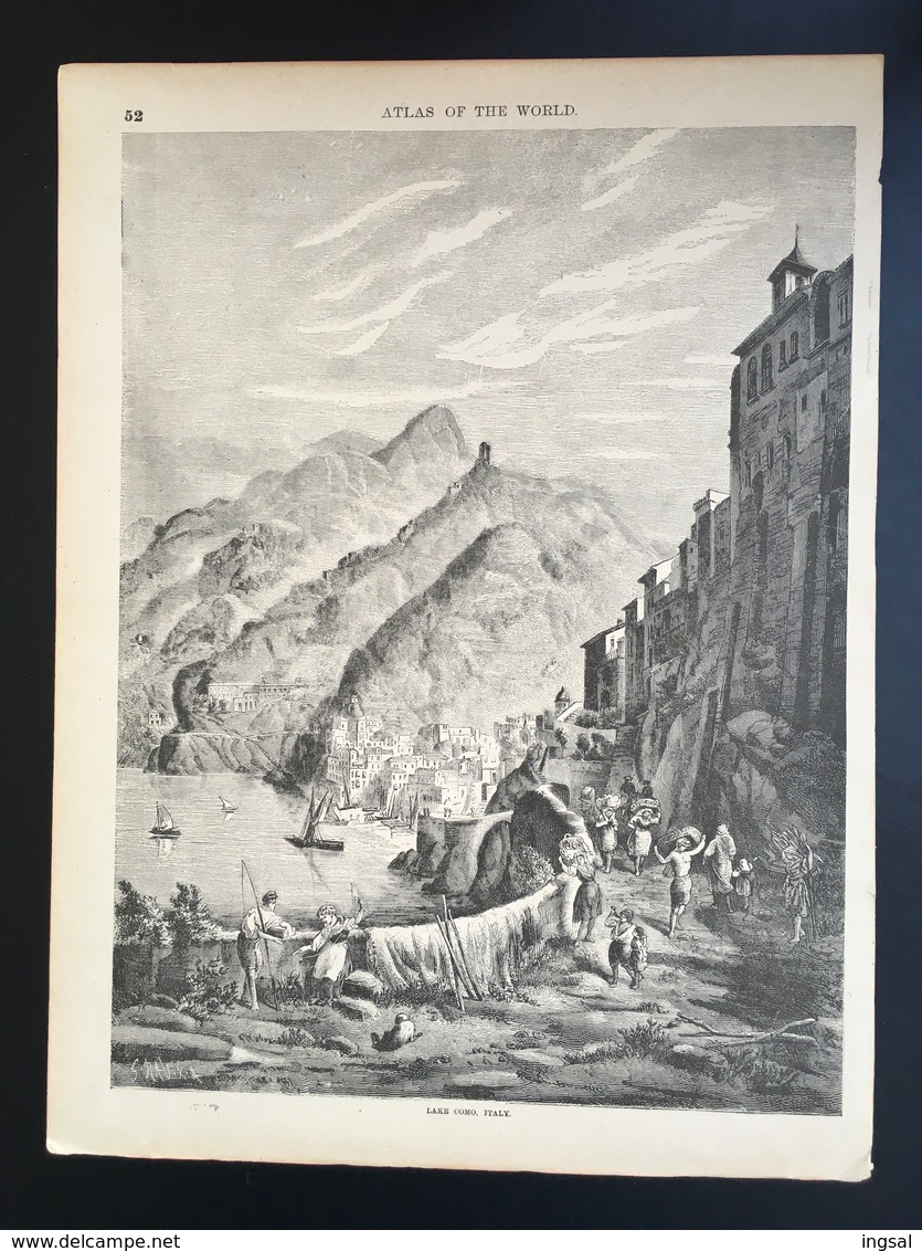 COMO............Lago Di Como....veduta Della Città’ , Litografia? Da Un Atlas Ca. 1910 - Altri & Non Classificati