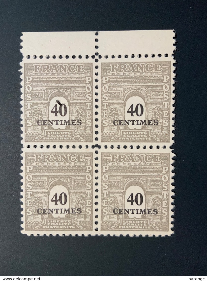 1945 NEUF Bloc De 4 Timbres Arc De Trimphe 40 C YT 703 - 1944-45 Triomfboog