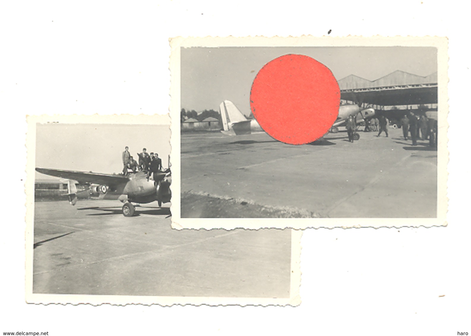 Lot De 2 Photos ( +/- 6 X 9 Cm) Visite D'une Base Aérienne, Exposition, Avion, Meeting ?? 1945...50 ? A SITUER (b274) - Oorlog, Militair