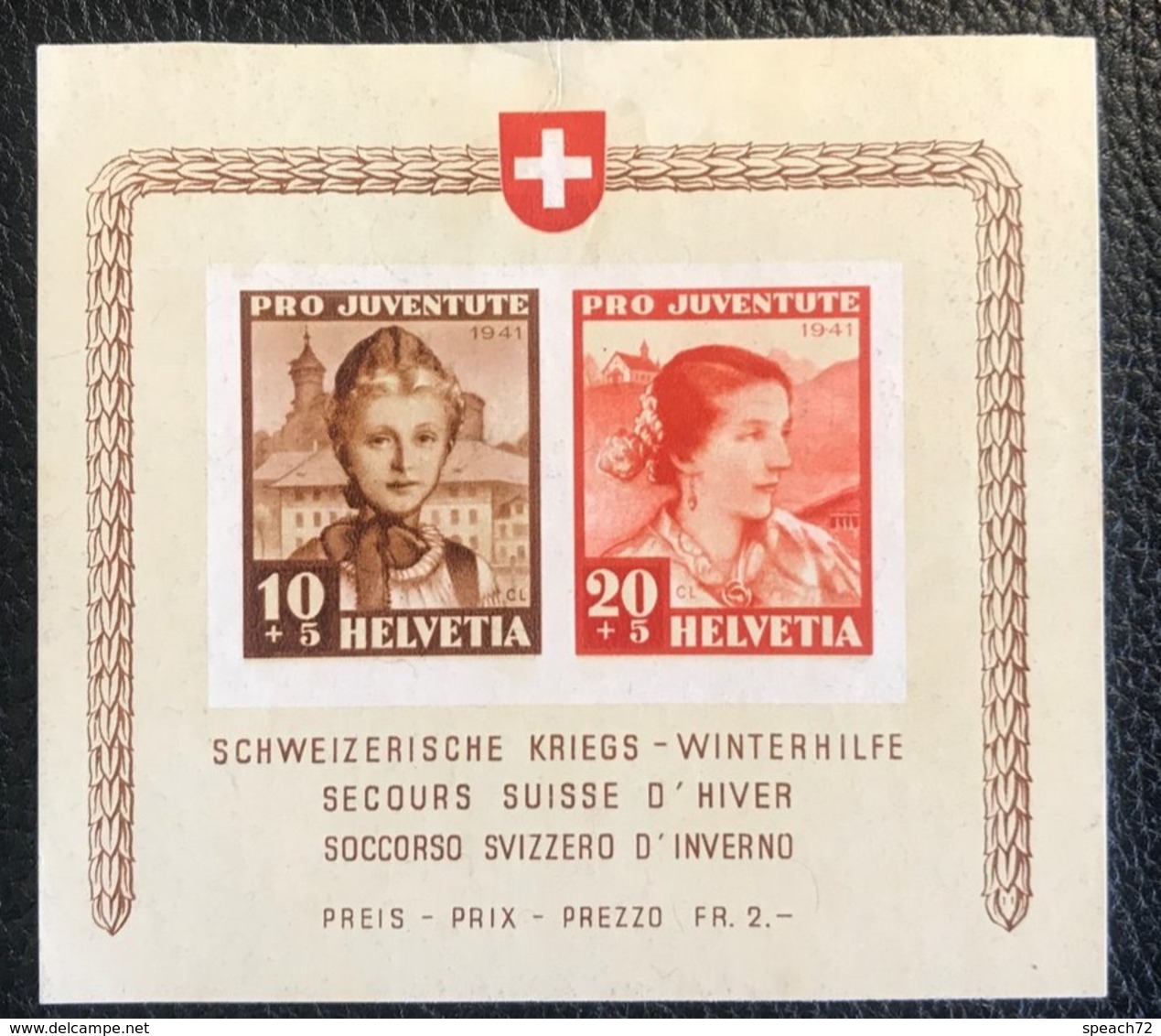 Schweiz Pro Juventute 1941 Block Zumstein-Nr. 98I+99I * Ungebraucht - Neufs