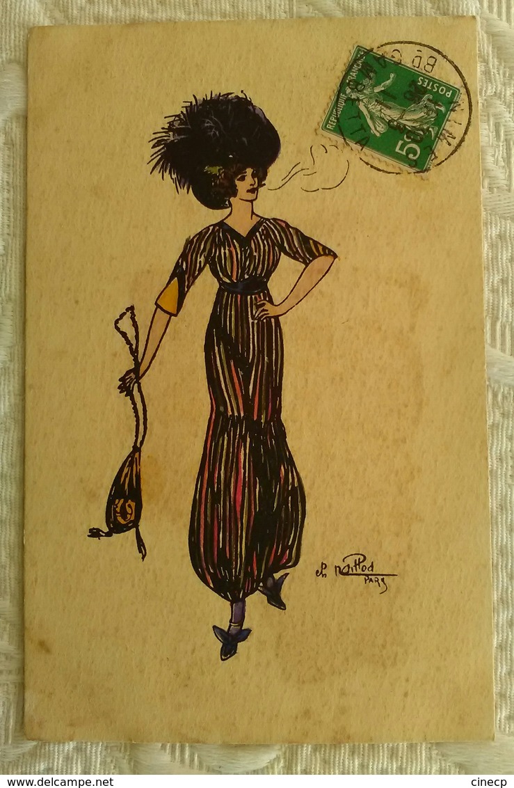 CPA Illustrateur Mode Ch. NAILLOD - Femme Au Pantalon Bouffant Et Cigarette Chapeau Plume - Naillod