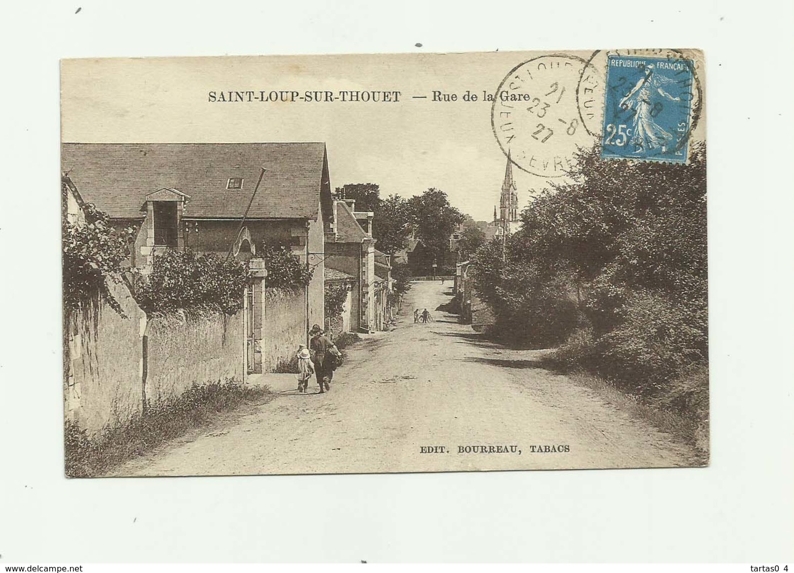 79 - SAINT LOUP SUR THOUET - Rue De La Gare Animé Petit Arrachage Papier Dos Sinon Trés Bon - Otros & Sin Clasificación