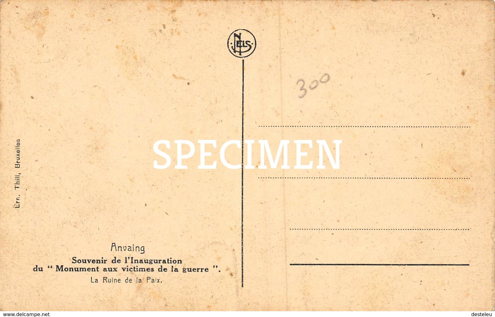 Souvenir De L'Inauguration Du Monument Aux Victimes De La Guerre - La Ruine De La Paix - Anvaing - Frasnes-lez-Anvaing