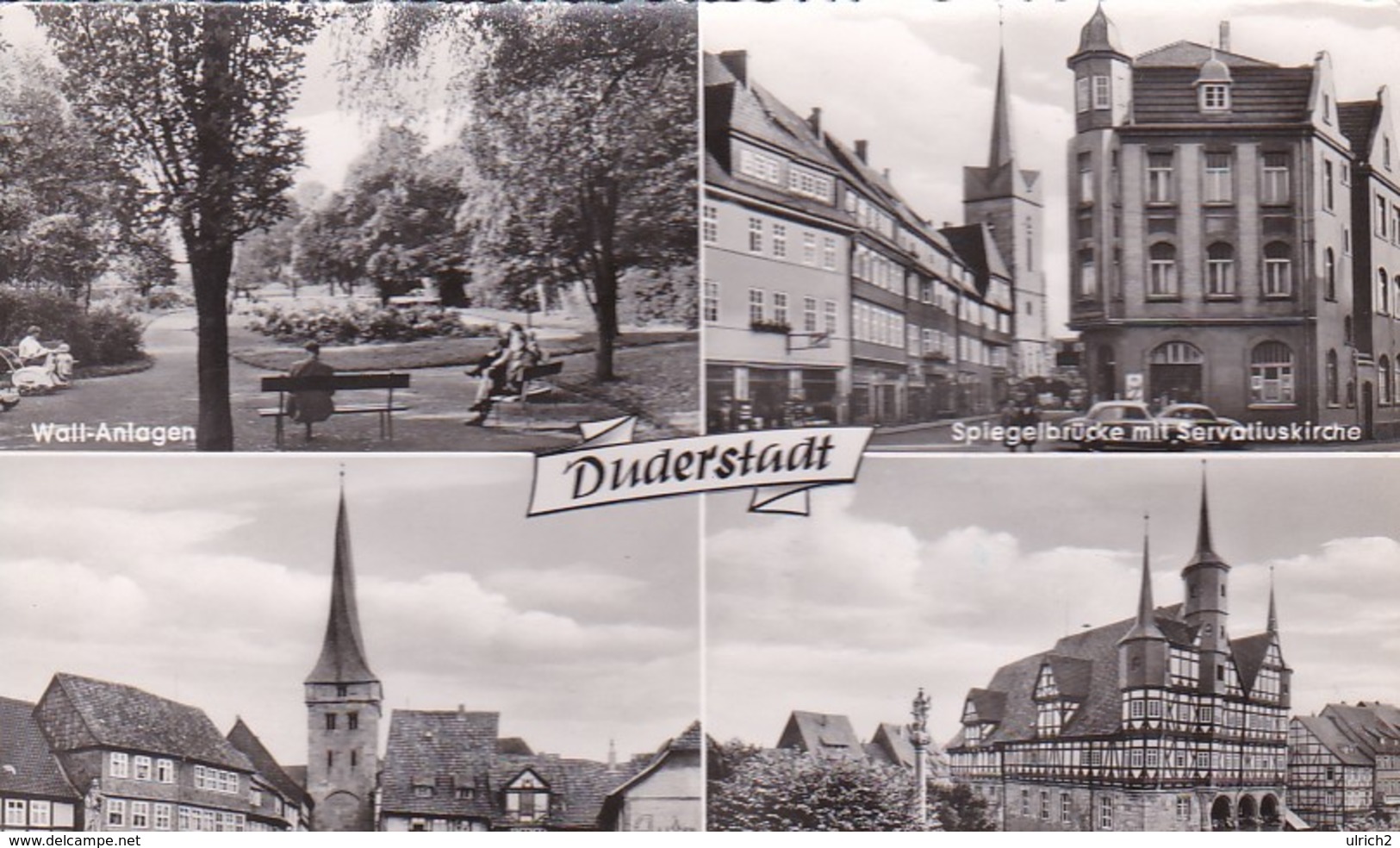 AK Duderstadt - Mehrbildkarte - Spiegelbrücke Wall-Anlagen Westerturm Rathaus - 1959 (48126) - Duderstadt