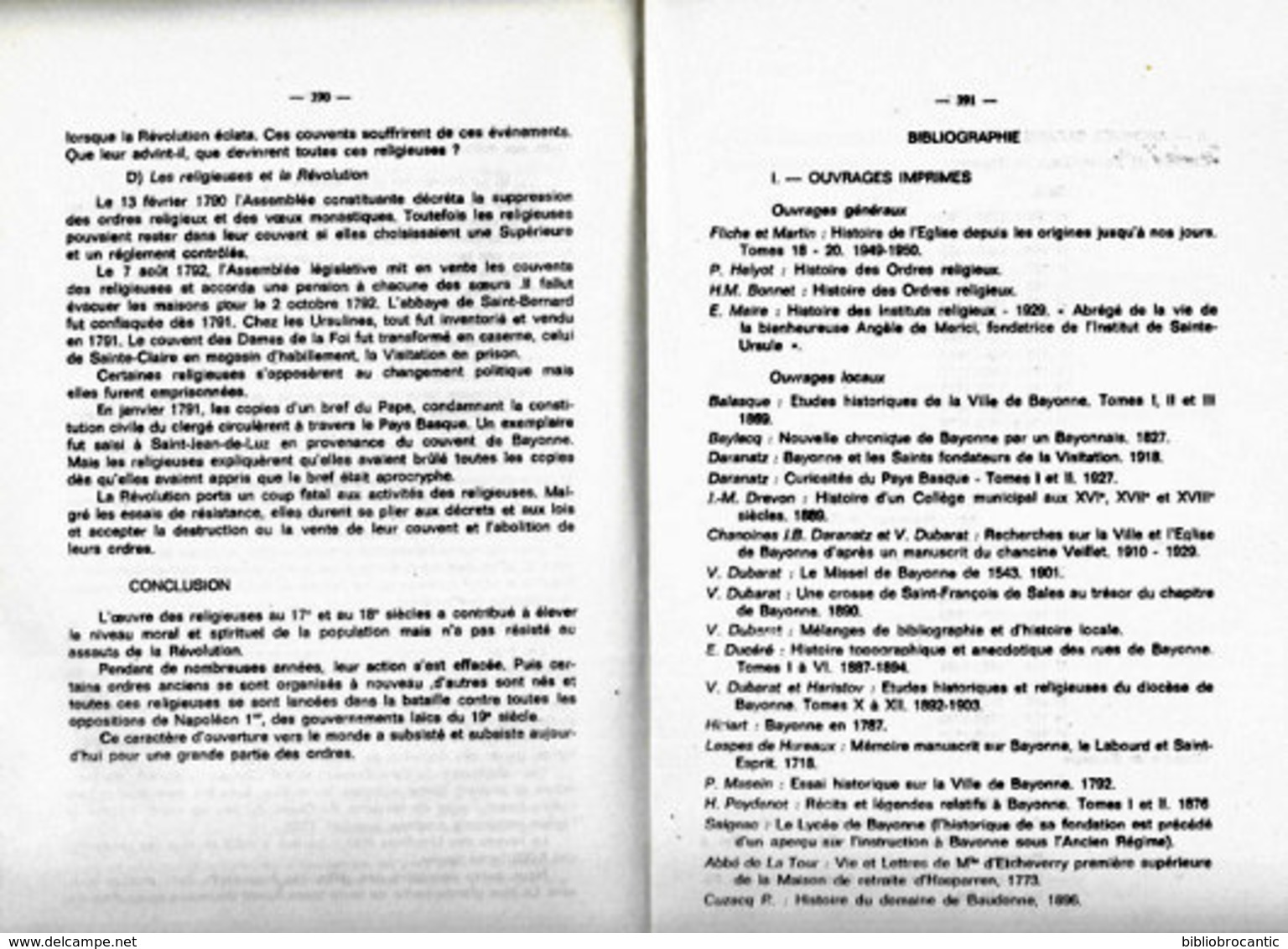 " LES ORDRES RELIGIEUX FEMININS à BAYONNE Et PAYS BASQUE Aux XVIIe Et XVIIIe Siècles"par Le Général F. GAUDEUL - Baskenland