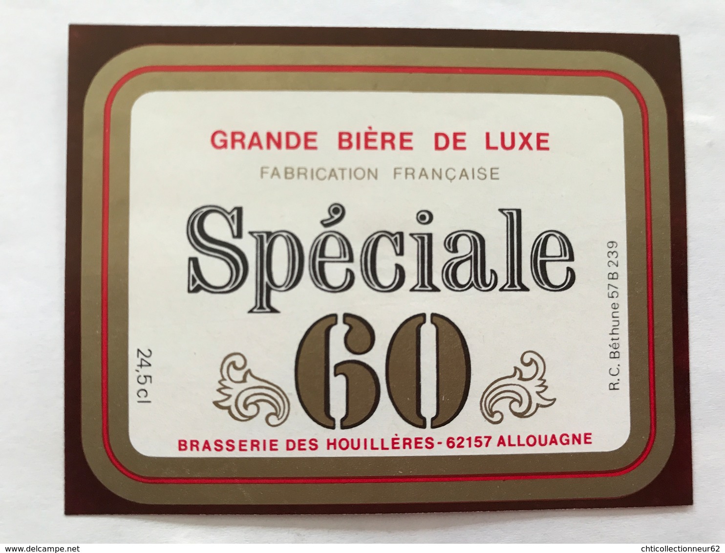 Ancienne Étiquette F6 BIÈRES SPÉCIALE 60 BRASSERIE DES HOUILLÈRES 62157 ALLOUAGNE PAS DE CALAIS - Cerveza