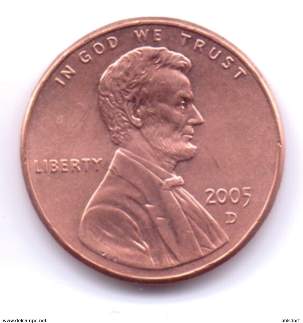 U.S.A. 2005 D: 1 Cent, KM 201 - 1959-…: Lincoln, Memorial Reverse