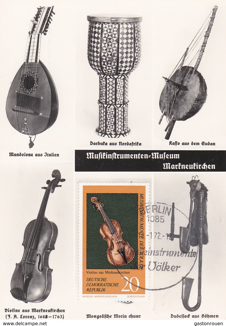 Carte Maximum  Musique Allemagne DDR 1972 Violon 1972 - Cartes-Maximum (CM)