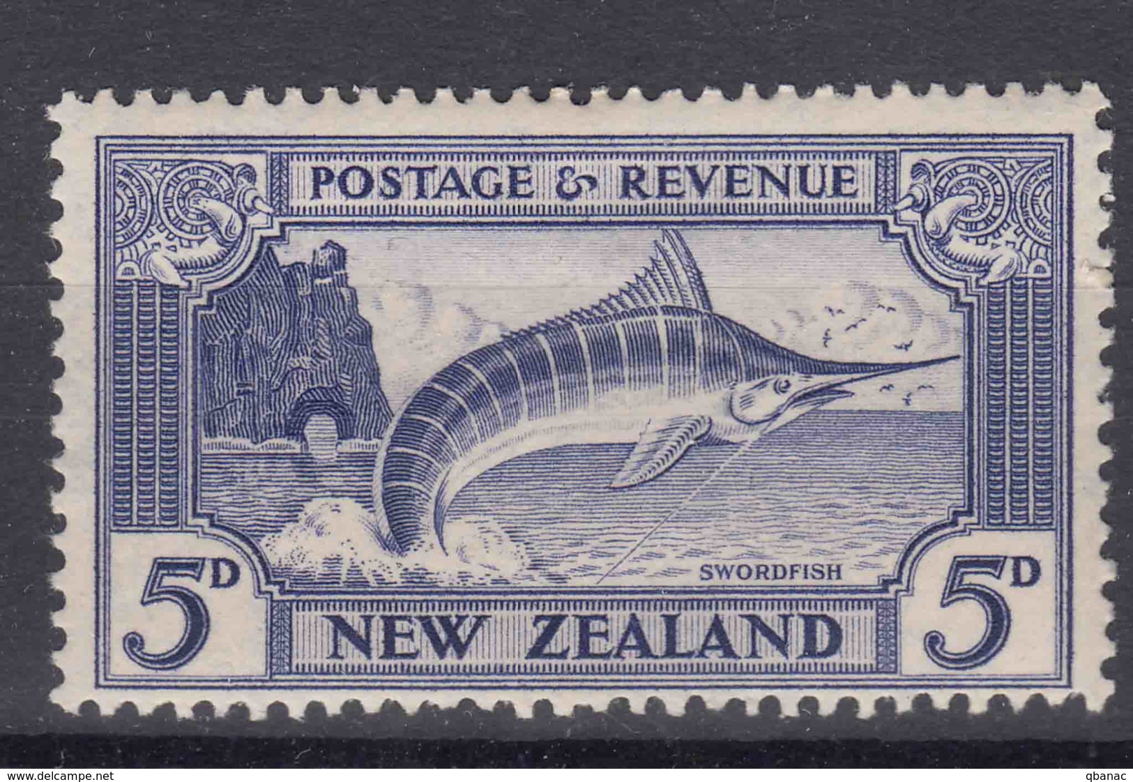 New Zealand 1935 Fish Swordfish Marlin Mi#196 Mint Hinged - Ongebruikt