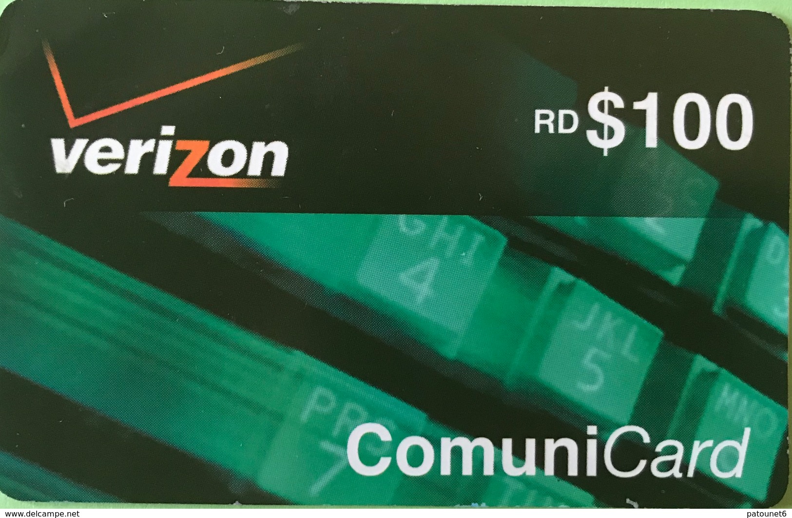 DOMINICAINE  -  Prepaid  - Comuni-Card - Verizon -  RD$100 - Dominicana