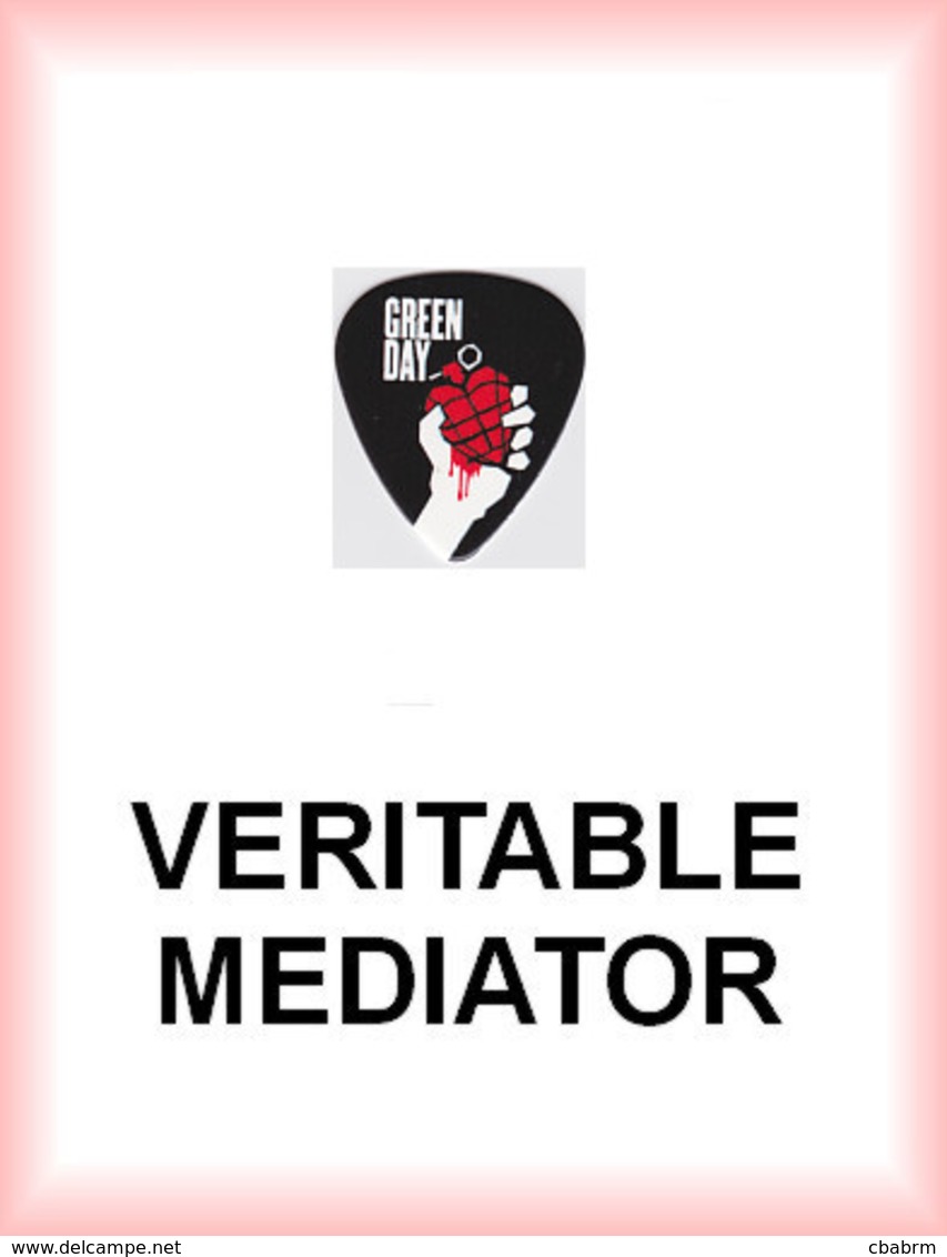 GREEN DAY MEDIATOR Medium PLECTRUM Guitar Pick (grenade) - Accessoires, Pochettes & Cartons