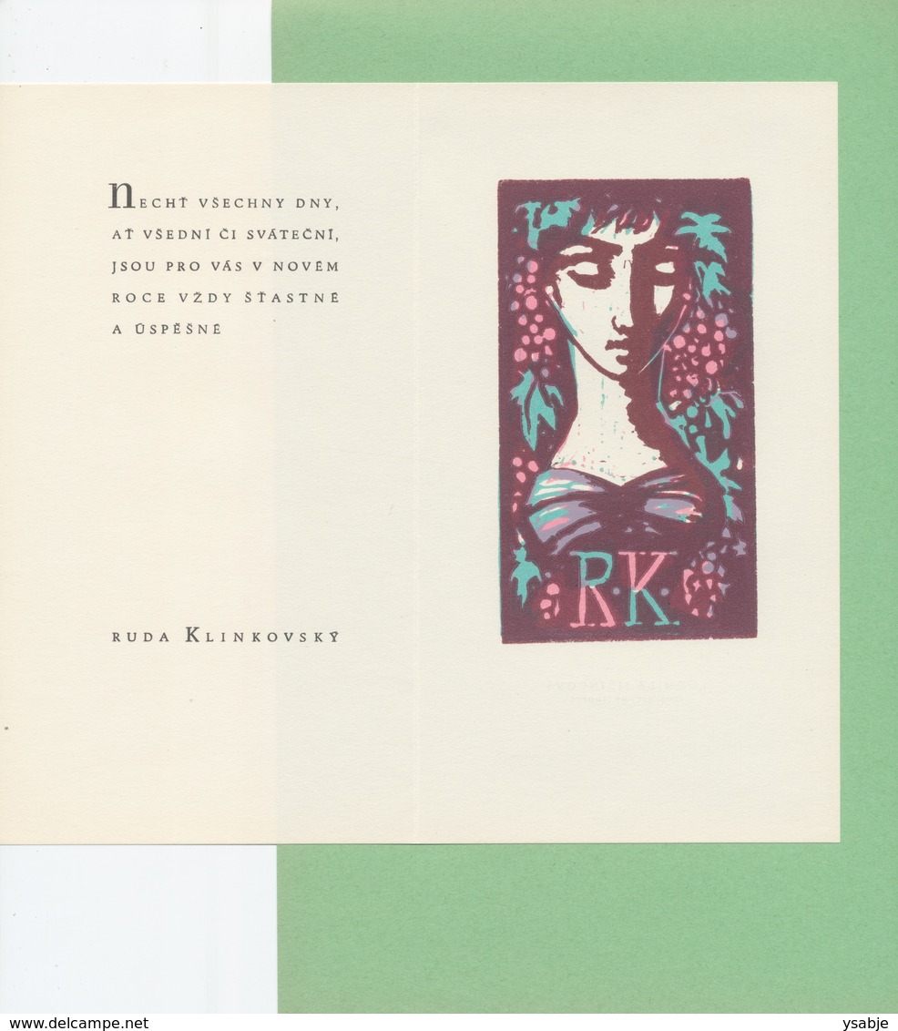 Nieuwjaarskaart Ruda Klinkovsky - Ludmila Jiřincová (1912-1994) - Estampes & Gravures