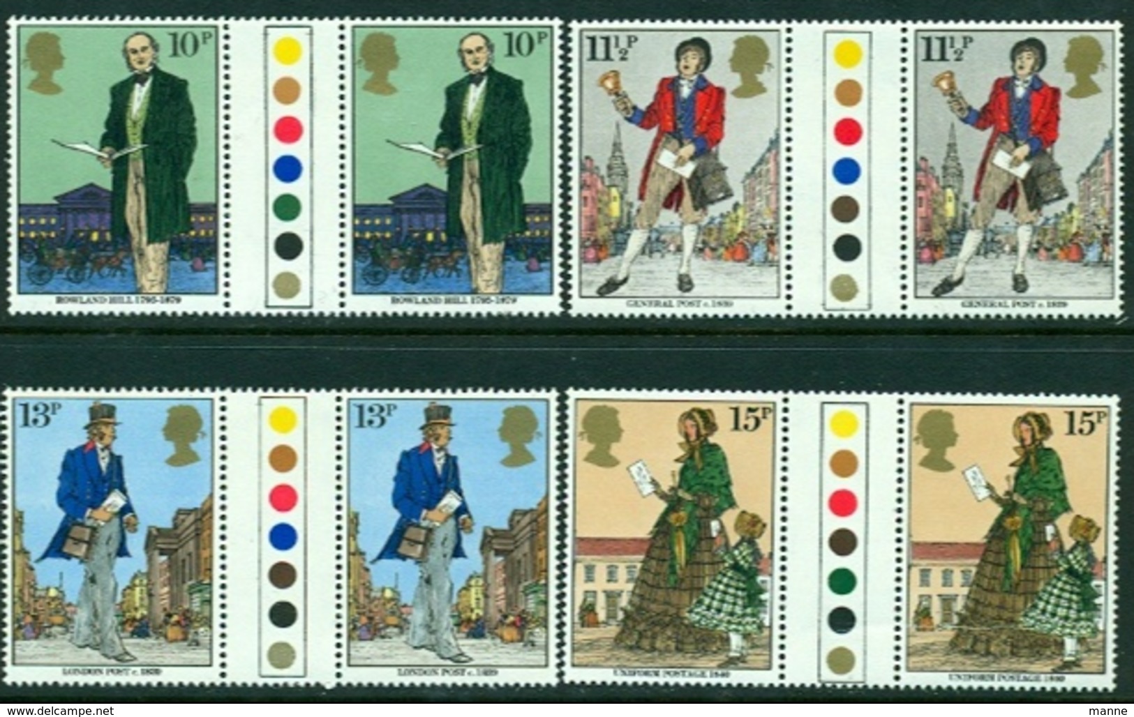 -GB-1979-"Roland Hill" MNH (**) -Gutter Pairs - Ongebruikt