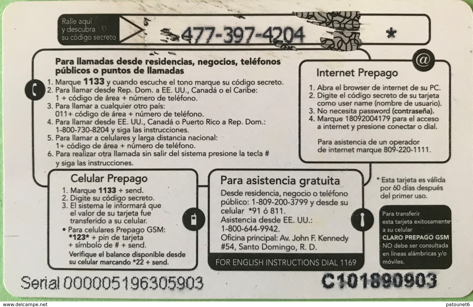DOMINICAINE  -  Prepaid  - ComuniCard - Codetel  - $50 - Dominicaine