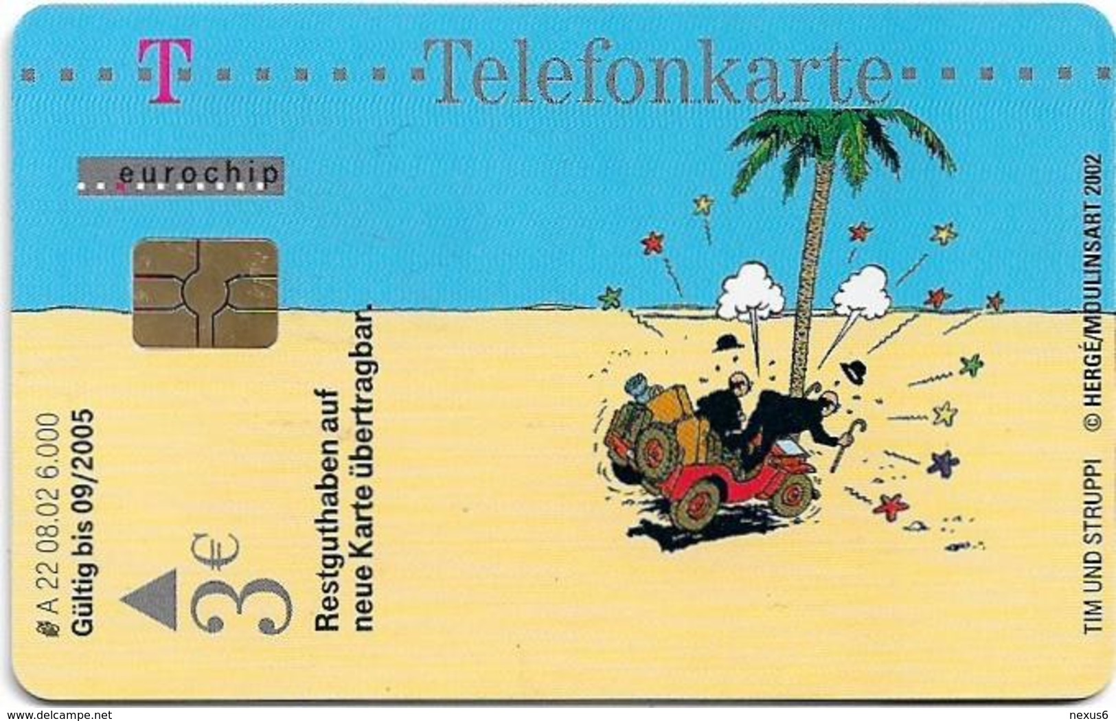 Germany - TinTin - Tim Und Struppi 1 - Auto - A 22-08.02 - 6.000ex, Used - A + AD-Series : D. Telekom AG Advertisement