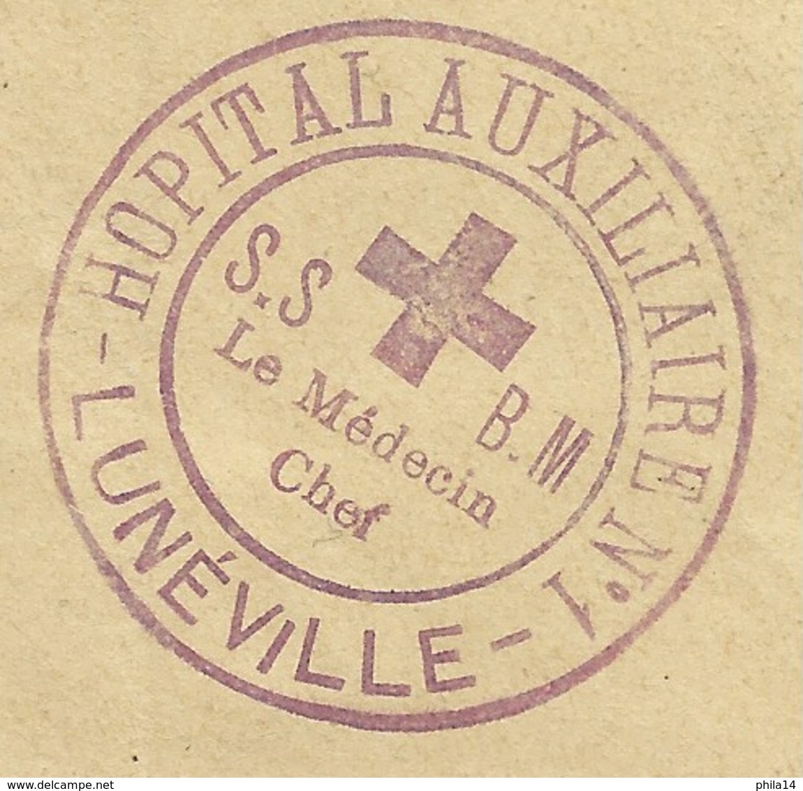 HOPITAL AUXILIAIRE N° 1 SUR ENVELOPPE /  LUNEVILLE POUR TROYES - Guerre De 1914-18