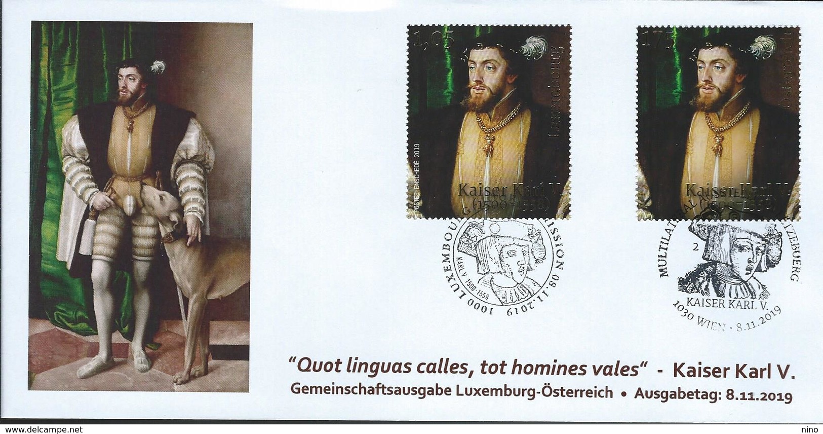 Austria-Luxembourg. Mixed FDC From S/sheets. Roman Emperor Charles V. Joint Issue Of 2019 - Joint Issues