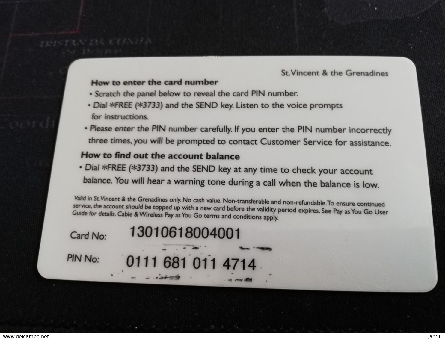 ST VINCENT & GRENADINES   $40,-  PAY AS YOU GO   Prepaid    Fine Used Card  ** 469** - St. Vincent & Die Grenadinen