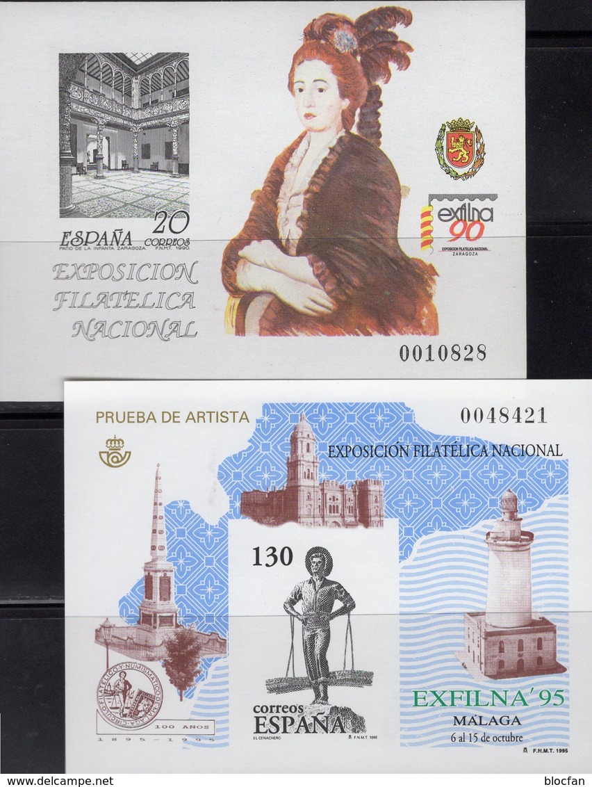 EXFILNA 1995 Spanien Block 36 SD21+Bl.60 SD35 ** 45€ Infantin Vallbriga Blocs Cenachero Hoja Philatelic Sheets Bf Espana - Proeven & Herdrukken