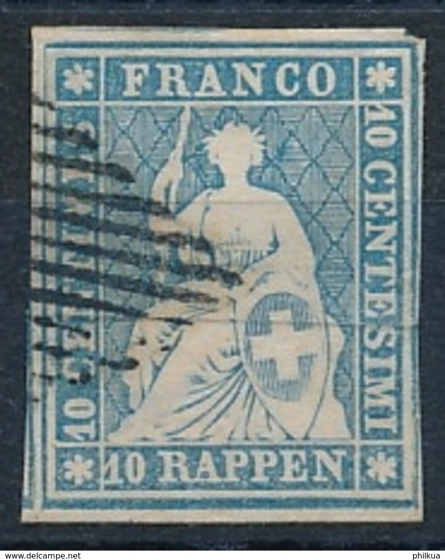 23A / 14lb Mit Grünem Seidenfaden - Mit Kopffreier Raute Gestempelt - Used Stamps