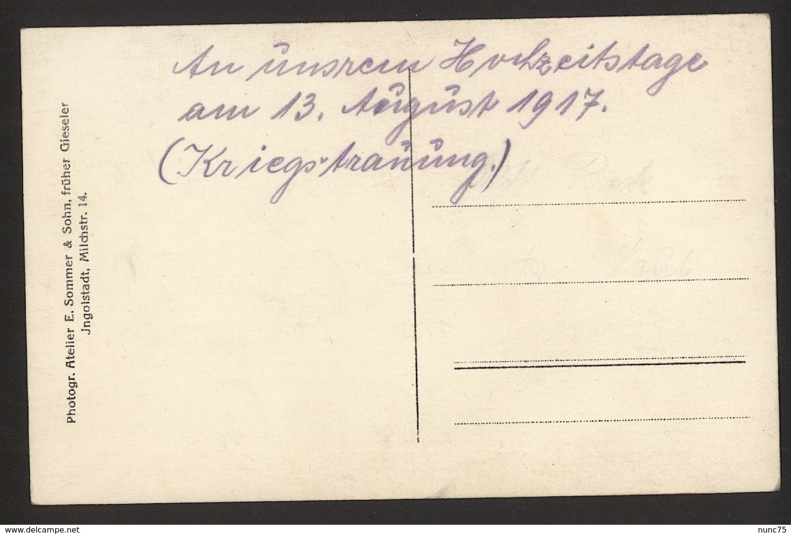 Postkarte 1917 - Ingolstadt Feldpost Kriegstrauung Hochzeit - Atelier E. Sommer - Gieseler - EK1 - 1. Weltkrieg - 1. WK - Ingolstadt