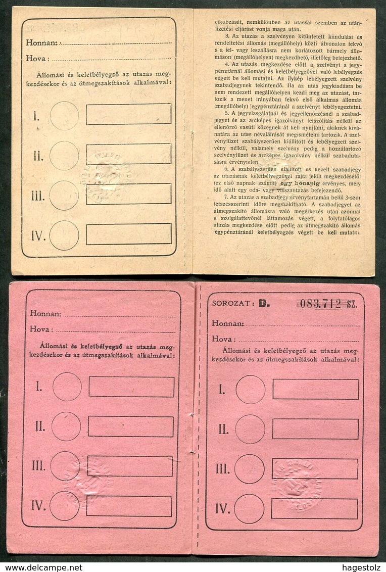 Hungary 1925 Railway Service Free Ticket ID + Additional Coupon Booklets (same Nr.) Eisenbahn Fahrschein Billet De Train - Europa