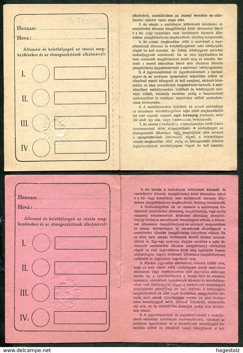 Hungary 1926 Railway Service Free Ticket ID + Additional Coupon Booklets (same Nr.) Eisenbahn Fahrschein Billet De Train - Europe