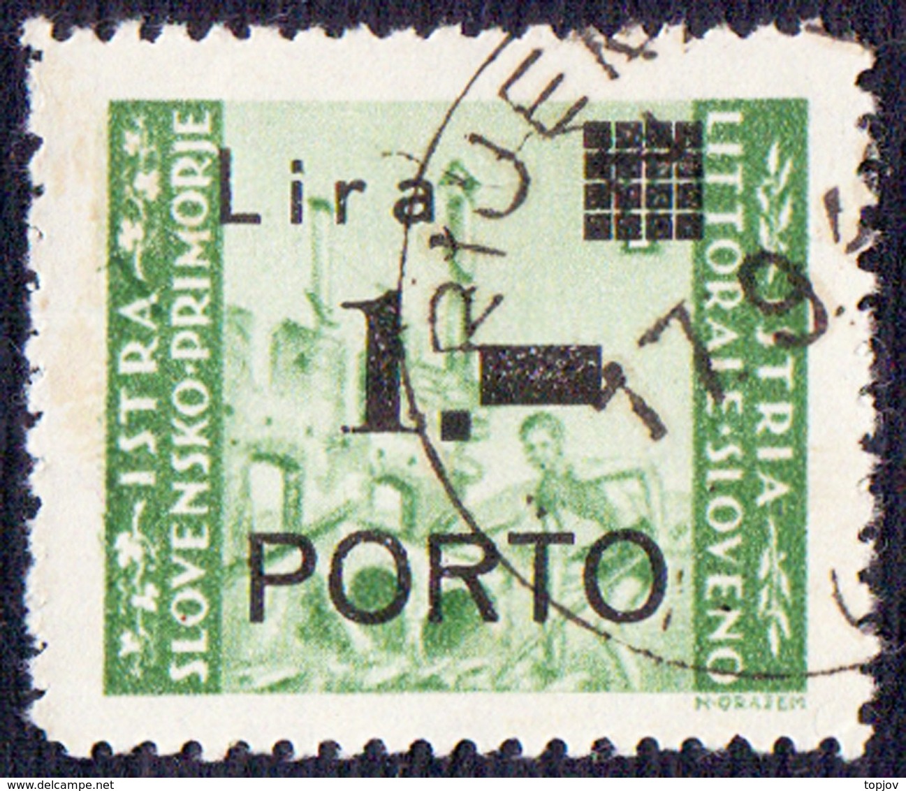 SLOVENIA - TRIESTE - ZONA B - LITORALE - PORTO - Sassone  8k  P  Normale  Punto  QUADRATO - Usatti - 1946 - RARE - Postage Due