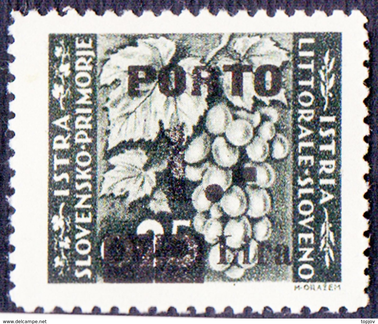 SLOVENIA - TRIESTE - ZONA B - LITORALE - PORTO - Sassone  14/IIdg  Sopras. INCOMPLETA - *MLH - 1946 - RARE - Strafport