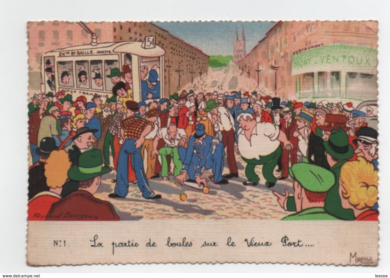 Carte Postale Dentelé Illustrateur Bourgeois, Pétanque Vieux Port, 1950..E1 - Bourgeois