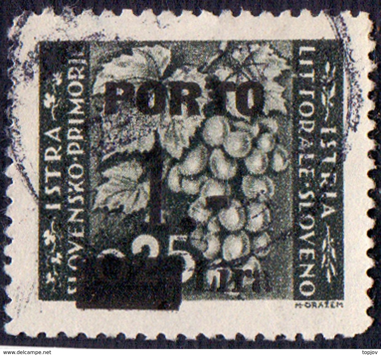 SLOVENIA - TRIESTE - ZONA B - LITORALE - PORTO - Sassone  14Bdaa  Sopras. BASSO - Usati - 1946 - RARE - Segnatasse