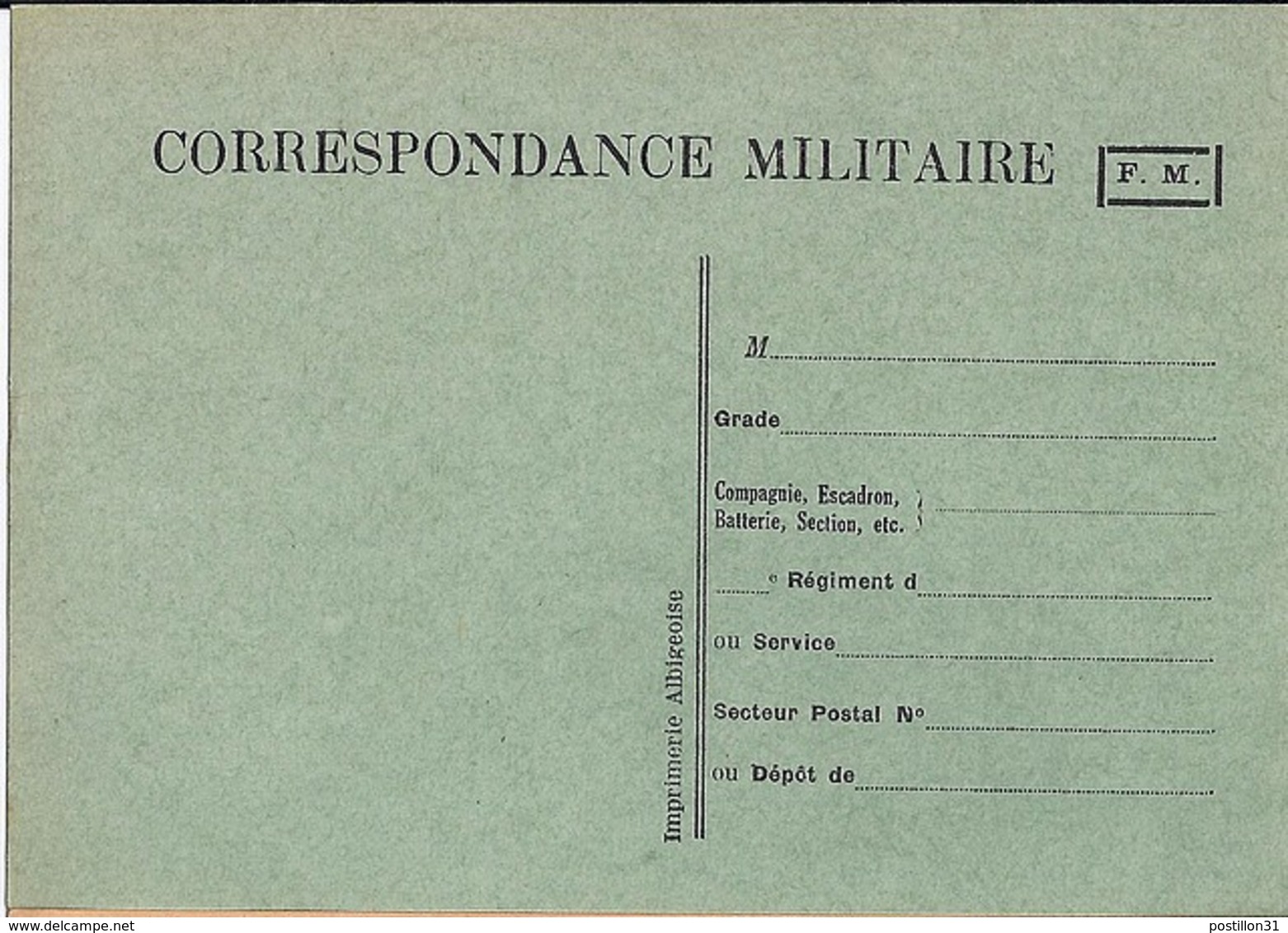 CARTE FRANCHISE MILITAIRE: NEUVE - Lettres & Documents