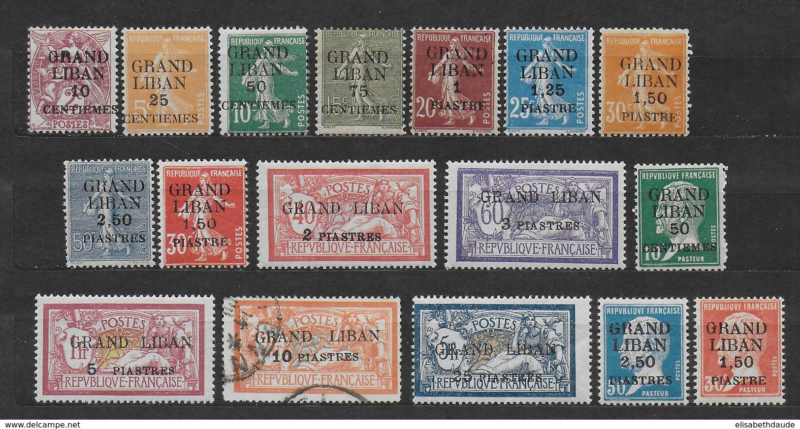 GRAND LIBAN - 1924 - YVERT N° 1/17 * (13 OBLITERE) - COTE = 120 EUROS  - - Unused Stamps