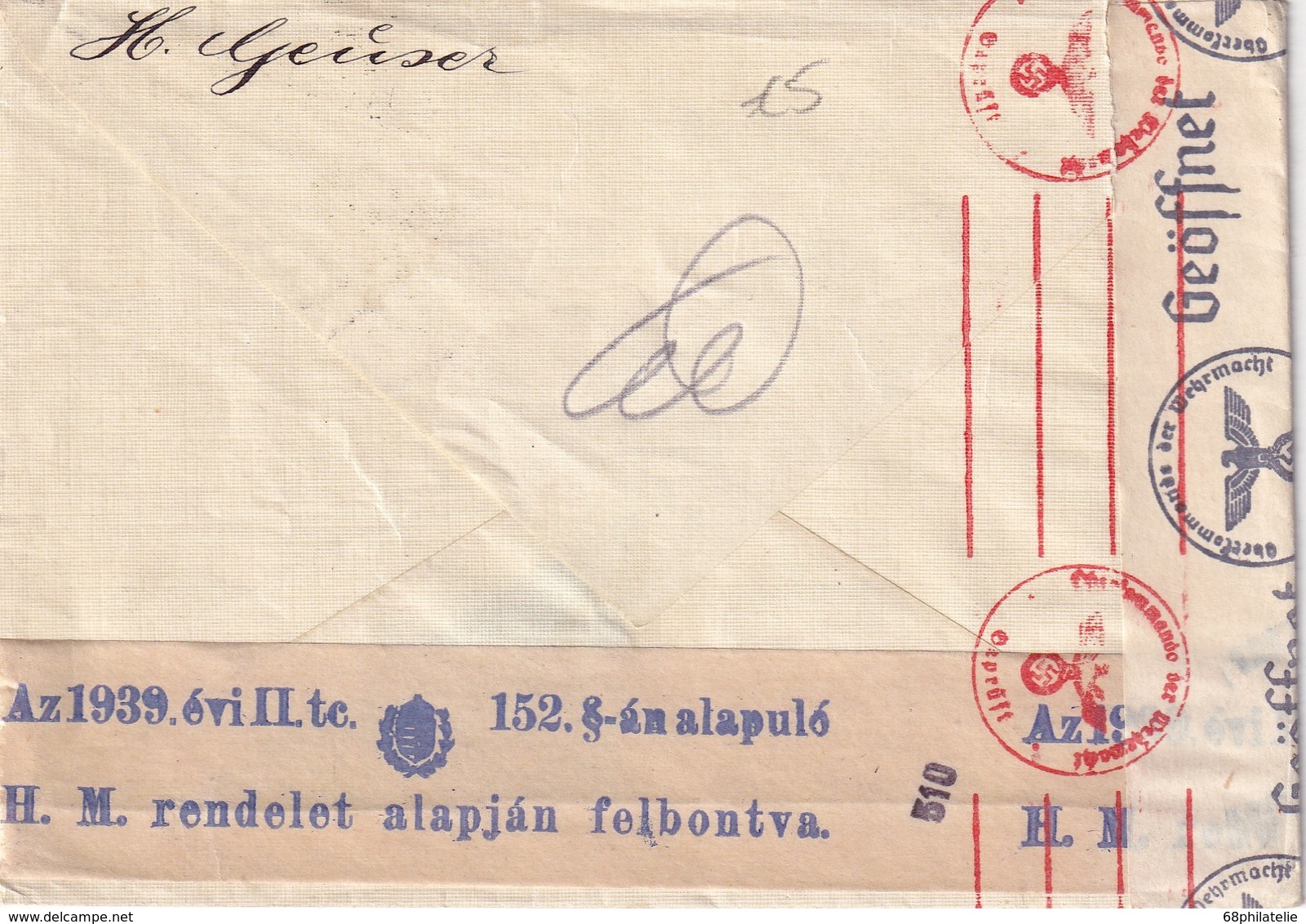 HONGRIE 1941 LETTRE CENSUREE DE BUDAPEST POUR BERLIN - Lettres & Documents