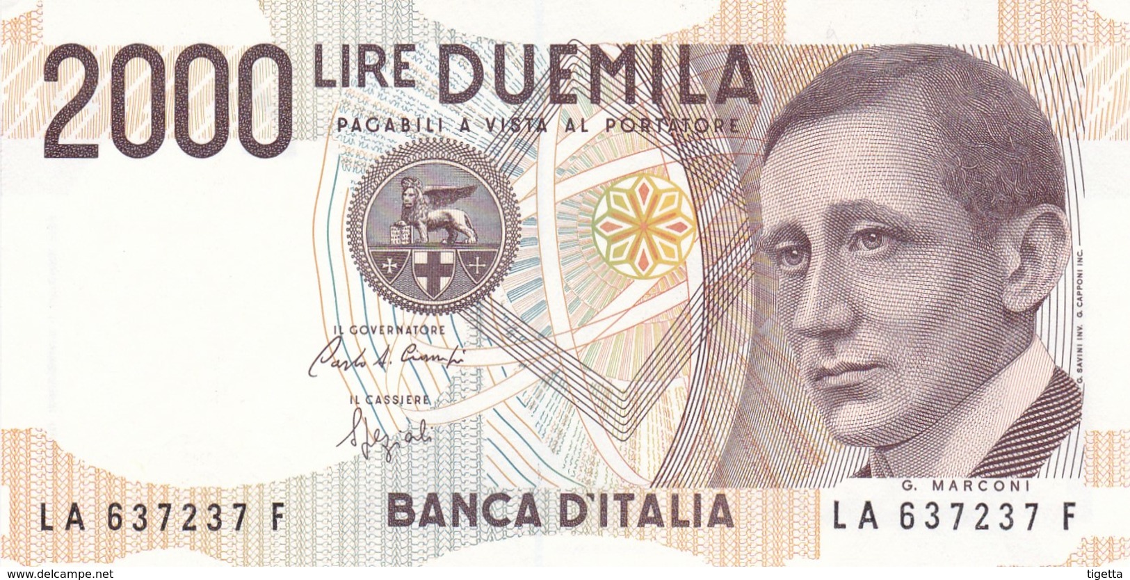 ITALIA BANCONOTA DA LIRE 2000  MARCONI SERIE LA 637237 F   FDS - 2000 Lire