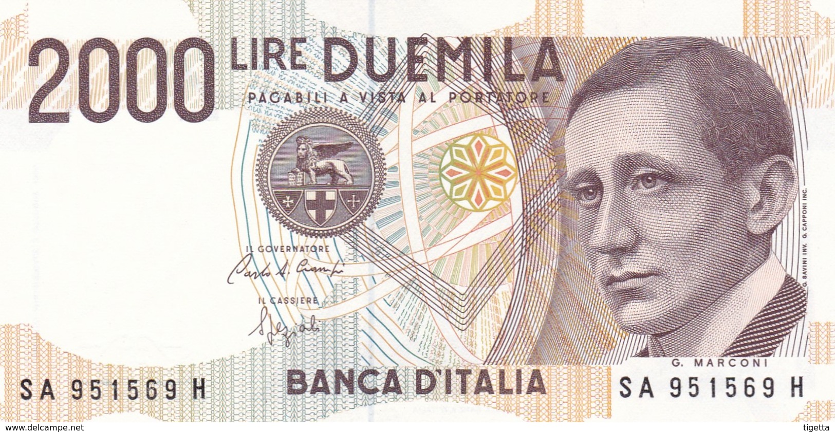 ITALIA BANCONOTA DA LIRE 2000  MARCONI SERIE SA 951569 H   FDS - 2000 Liras