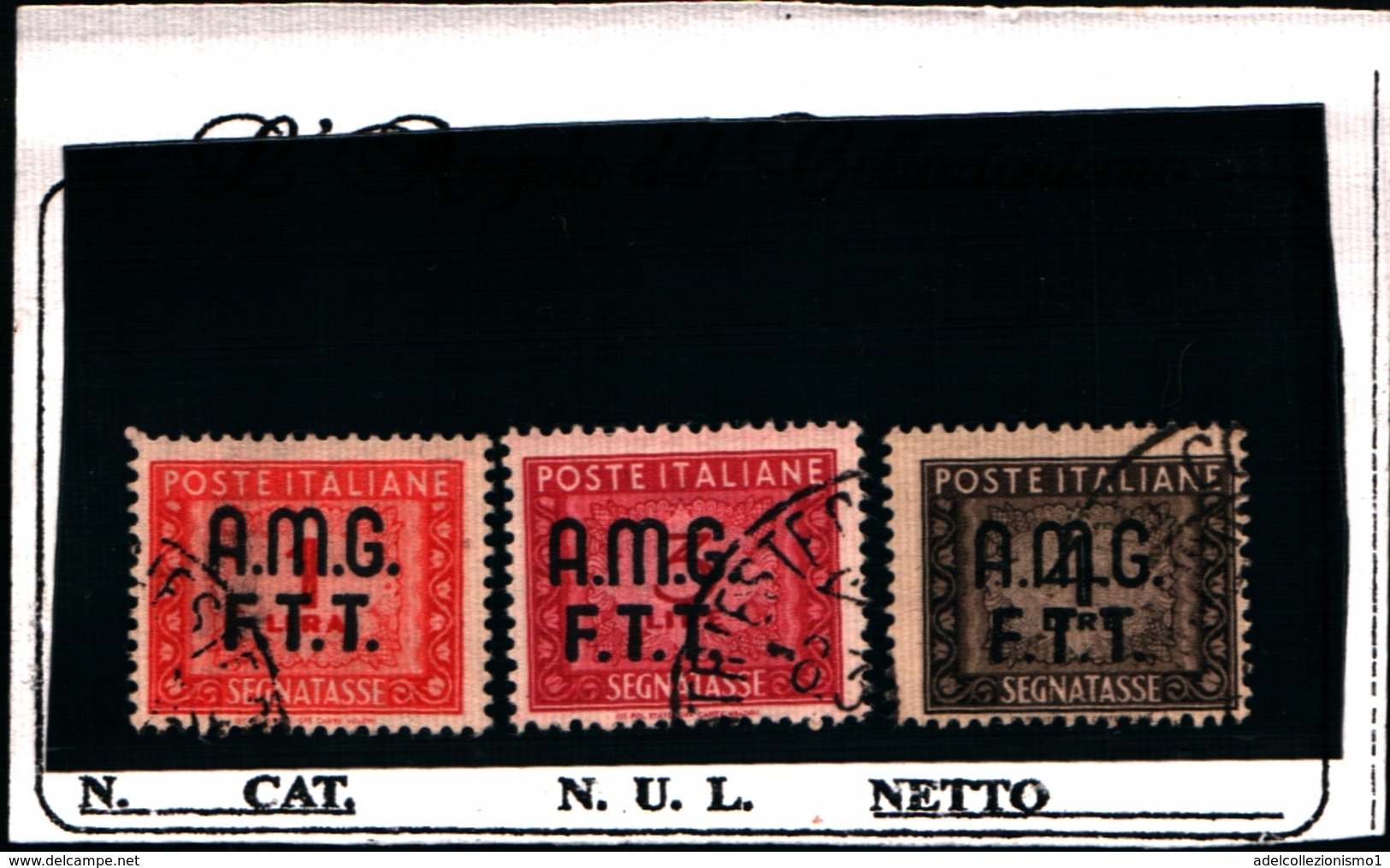 93422) ITALIA.- Trieste AMG-FTT- 1947-49-Segnatasse SOPR. SU 2  RIGHE-Ruota 3 VALORI USATI - Postage Due