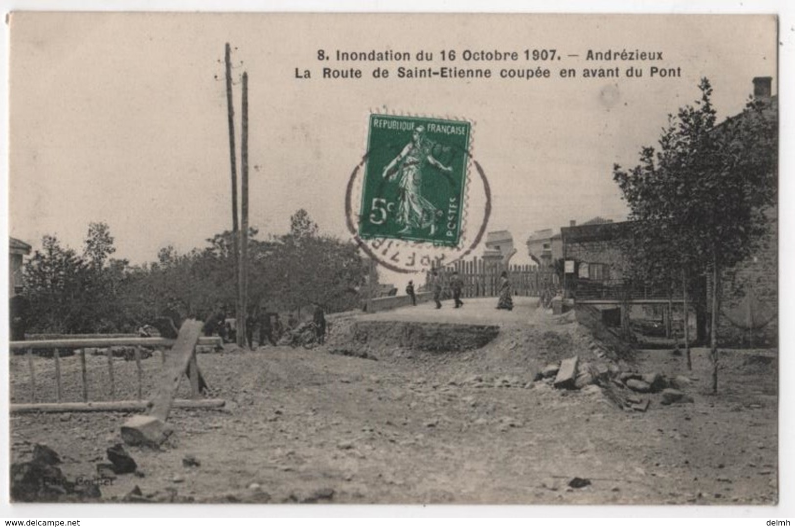 CPA 42 ANDREZIEUX Inondation Pont Coupé Sur La Route De Saint Etienne - Andrézieux-Bouthéon