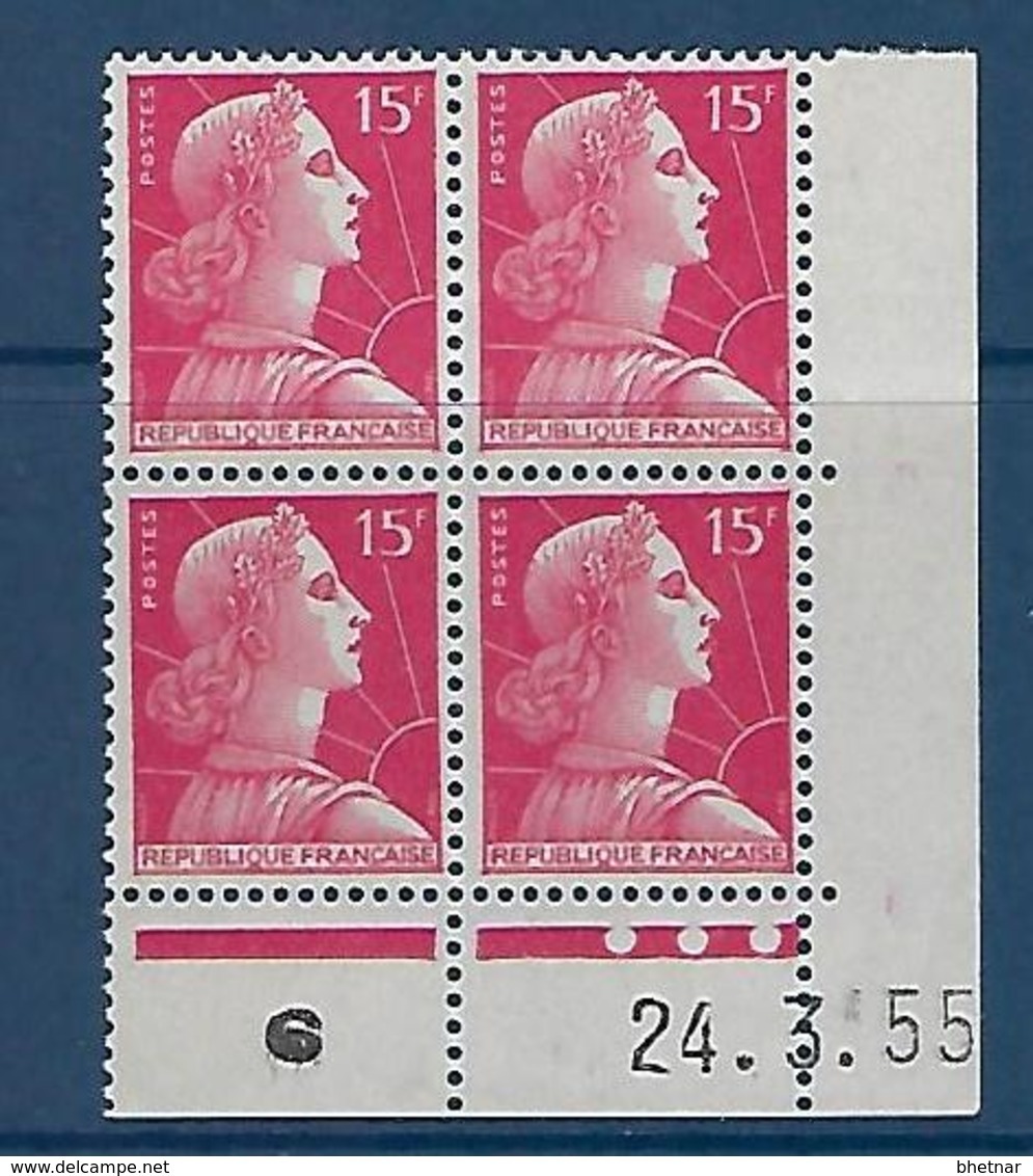 FR Coins Datés YT 1011 " Marianne Muller 15F. Rose " Neuf** Du 24.3.55 - 1950-1959