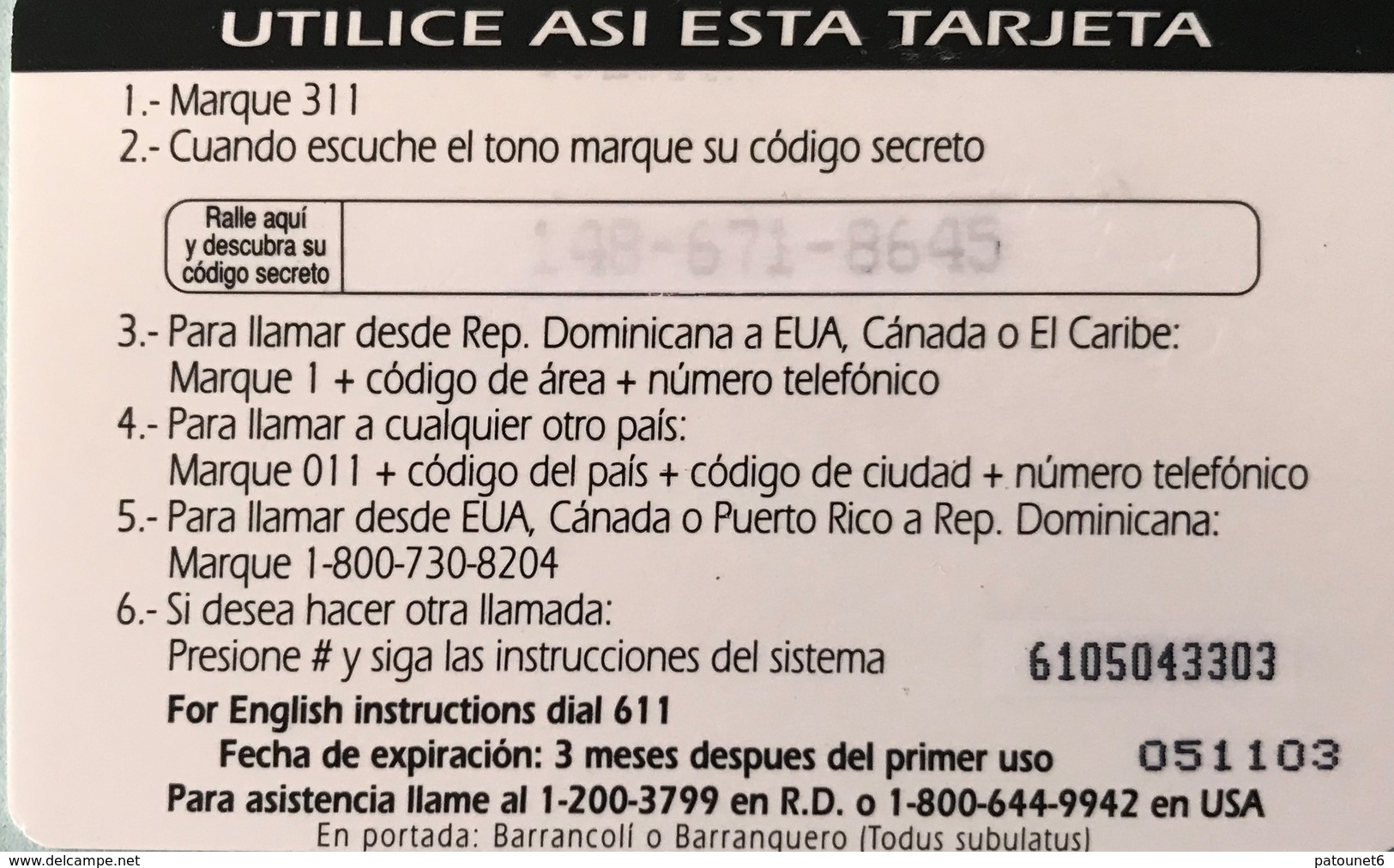 DOMINICAINE  -  Prepaid  - ComuniCard - Codetel  - Edicion 1997 - $145 - Dominicaine