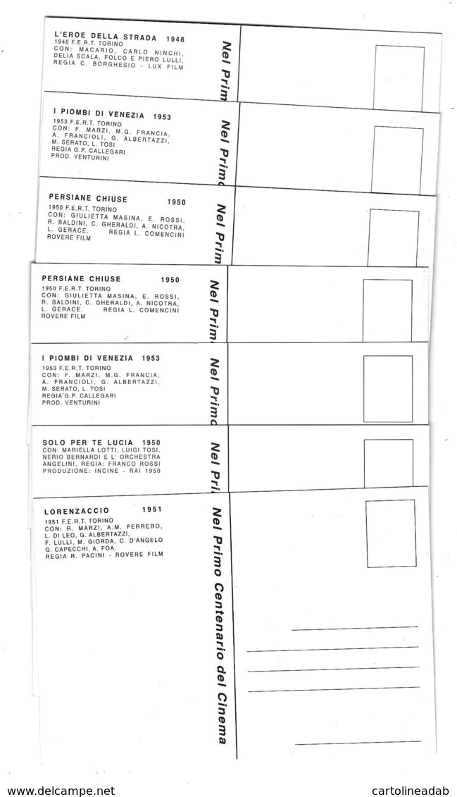 [MD4568] CPM - SERIE DI 7 CARTOLINE - CINEMA - FILM NEL PRIMO CENTENARIO DEL CINEMA - PERFETTE - NV - Altri & Non Classificati