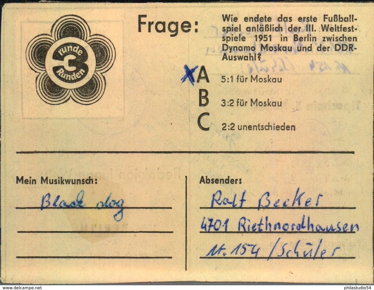 1972/1973, 1 Mark Spendenmarke Gelb/magenta Auf Karte An Die "Junge Welt" Entwertet "SANGERHAUSEN" - Cartas & Documentos