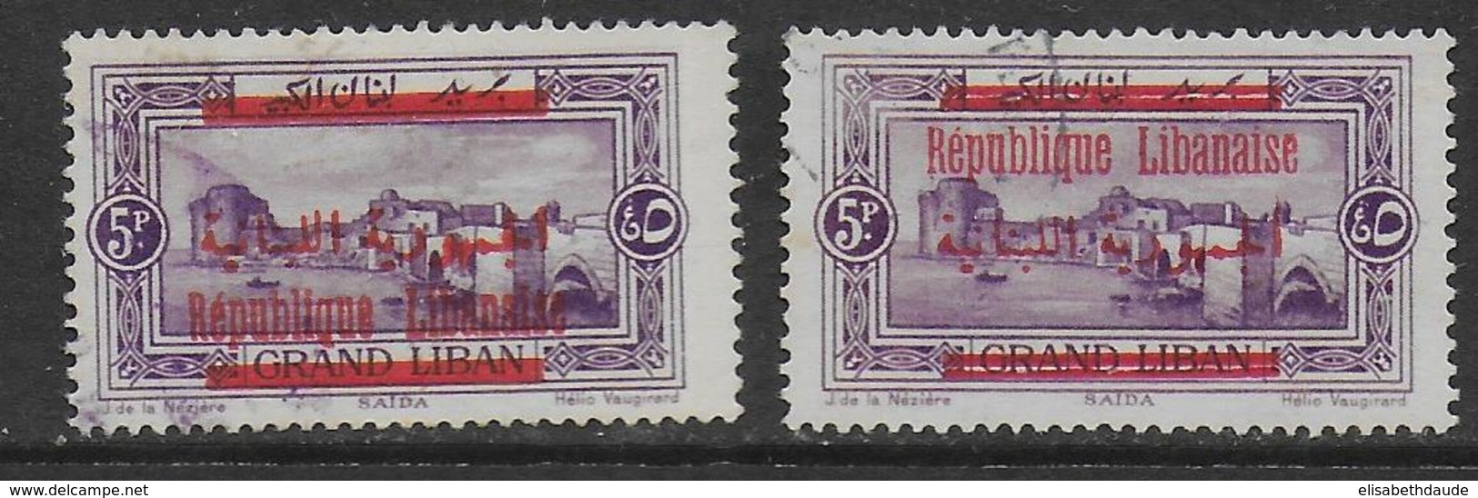 GRAND-LIBAN - YVERT N°112+112a TYPE I+II OBLITERES - COTE = 38 EUR. - Usati