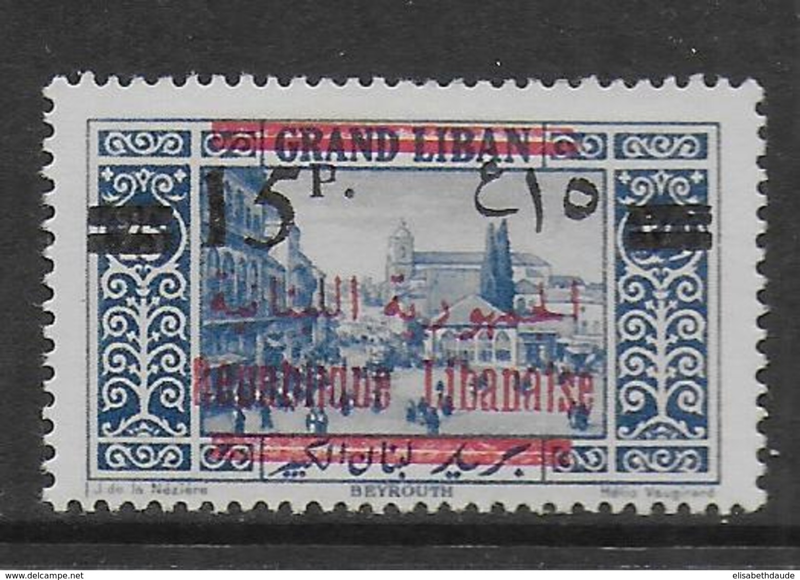 GRAND-LIBAN - 1928 - YVERT N°114 SURCHARGE RECTO-VERSO * MLH - COTE = 90 EUR. - Unused Stamps