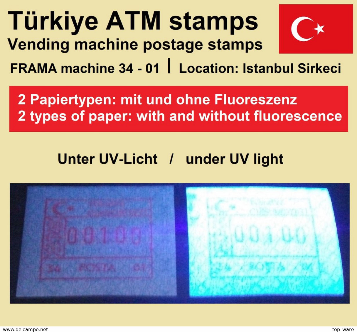 Türkei Türkiye Frama ATM 34-01 / Istanbul Sirkeci / Je 1x Mit Und Ohne Fluoreszenz MNH - Distribuidores