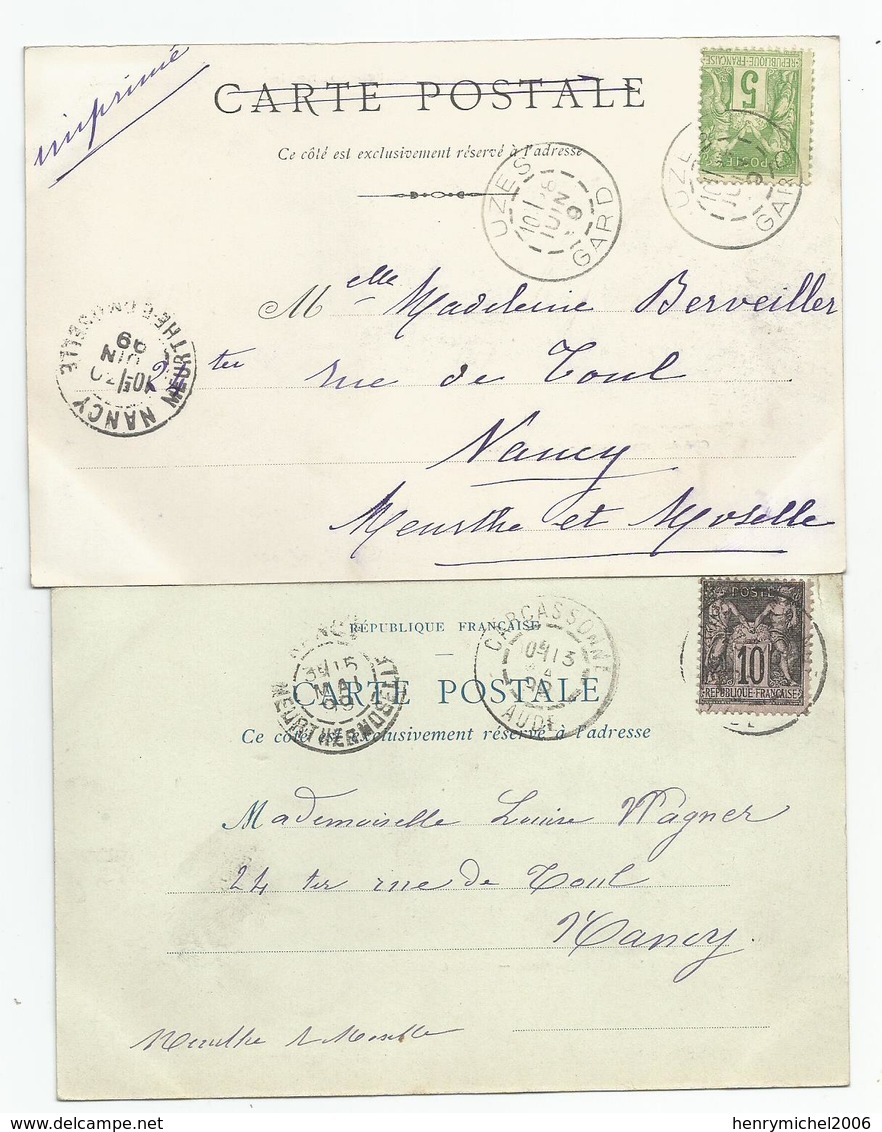 11aude Carcassonne   Lot De 2 Cpa Cachet 1899 - 1877-1920: Période Semi Moderne