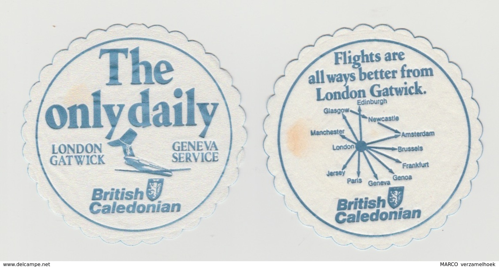 2x Papieren Onderzetters British Caledonian London Gatwick (GB) - Küstenfahrer